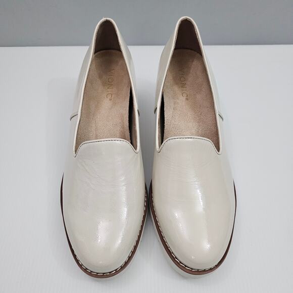 Vionic Willa Loafer Womens 9 Cream Patent Leather Wedge Slip On Arch Support - Picture 4 of 13